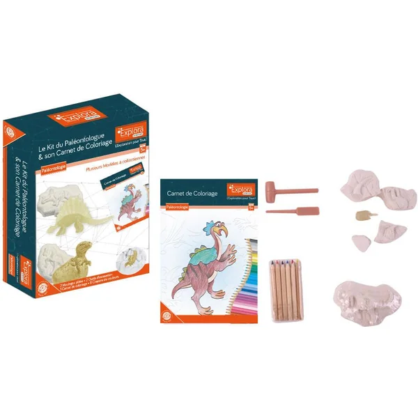 EXPLORA SCIENCES KIT DU PALEONTOLOGUE ET SON CARNET DE COLORIAGE