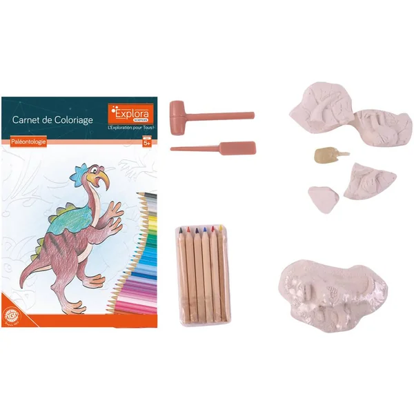 EXPLORA SCIENCES KIT DU PALEONTOLOGUE ET SON CARNET DE COLORIAGE
