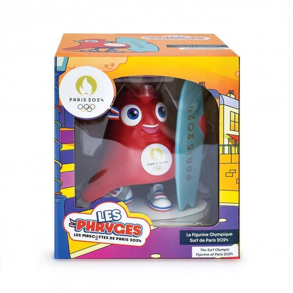 FIGURINE MASCOTTE OLYMPIQUE POSE SURF - JEUX OLYMPIQUES PARIS 2024 - 13 CM