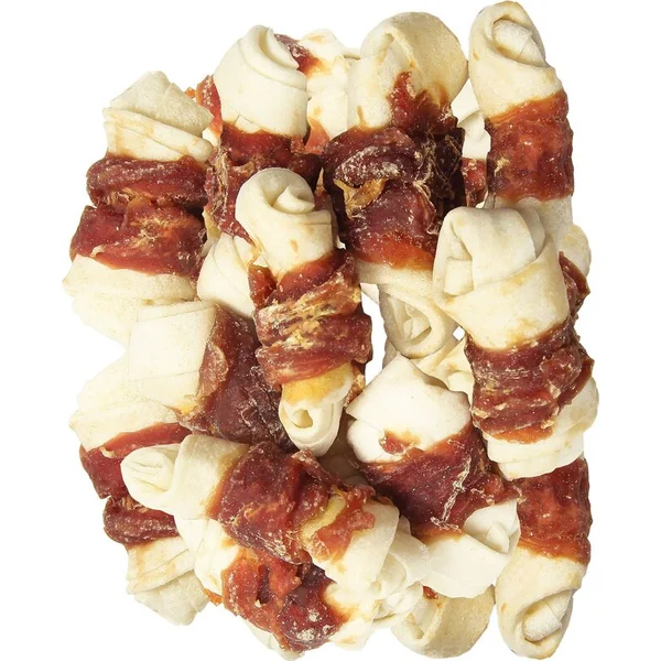 Friandise Rasco Premium peau de buffle avec viande de canard, nœuds 5cm 230g