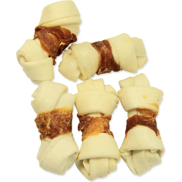 Friandise Rasco Premium peau de buffle enrobée de poulet, nœuds 6cm 80g