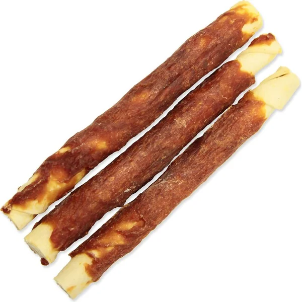 Friandise Rasco Premium peau de buffle enrobée de viande de canard, bâtonnets 18cm 3x140g