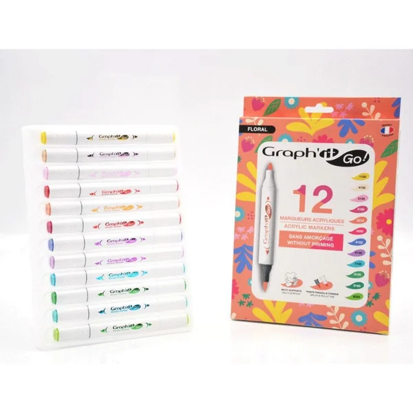 GRAPH'IT GO Set de 12 marqueurs acrylique - FLORAL