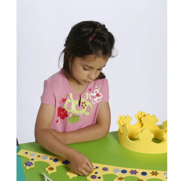 GRIM TOUT Set Princesse 4 couronnes en mousse à décorer avec des motifs pailletés adhésifs
