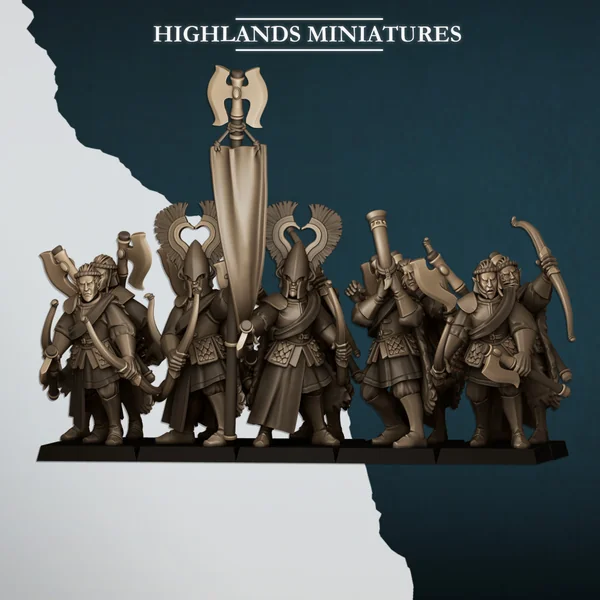 Highlands Miniatures - Aegean Elf - Elves Nemean Lions with Bows & EMC