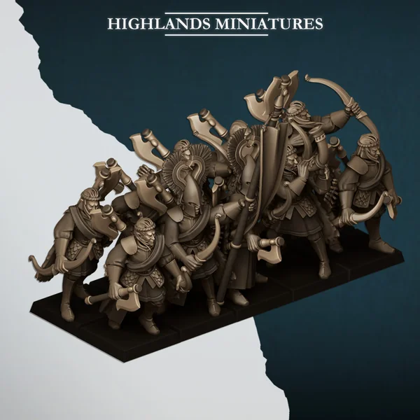 Highlands Miniatures - Aegean Elf - Elves Nemean Lions with Bows & EMC