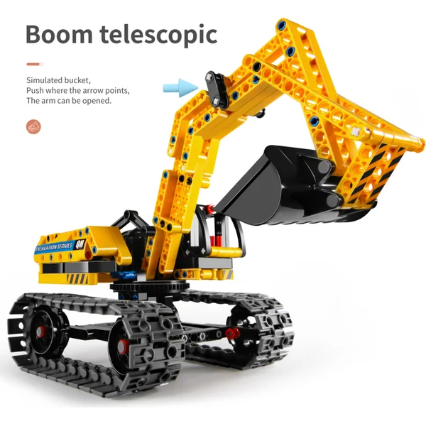 iM.Master Kit de construction pelleteuse robot 2 en 1 31x14x16 cm