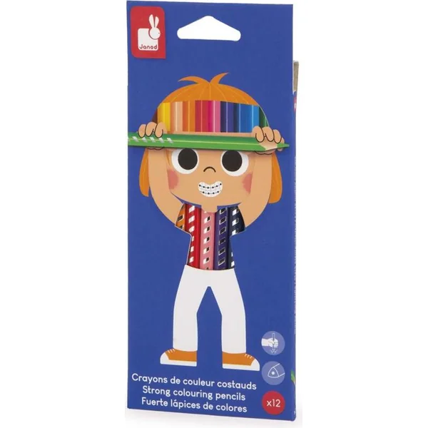 Janod Colorino Crayons triangulaires 12 couleurs