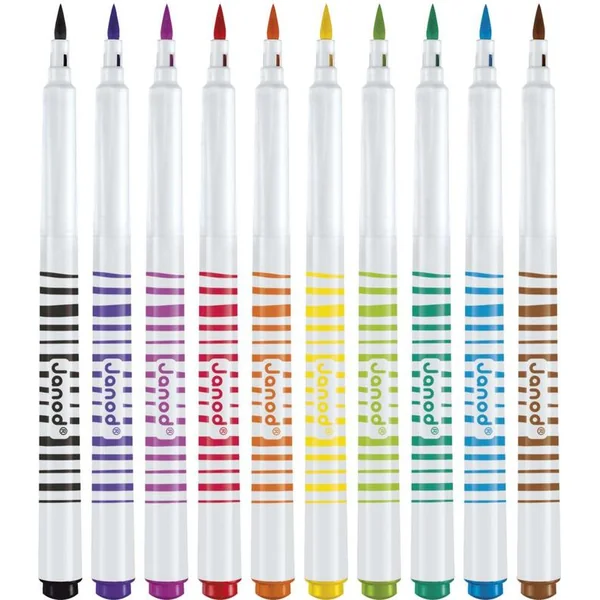 Janod Colorino Feutres pour enfants 12 couleurs avec pointe souple