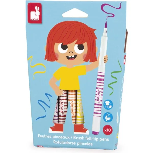 Janod Colorino Feutres pour enfants 12 couleurs avec pointe souple