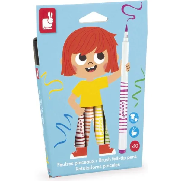 Janod Colorino Feutres pour enfants 12 couleurs avec pointe souple