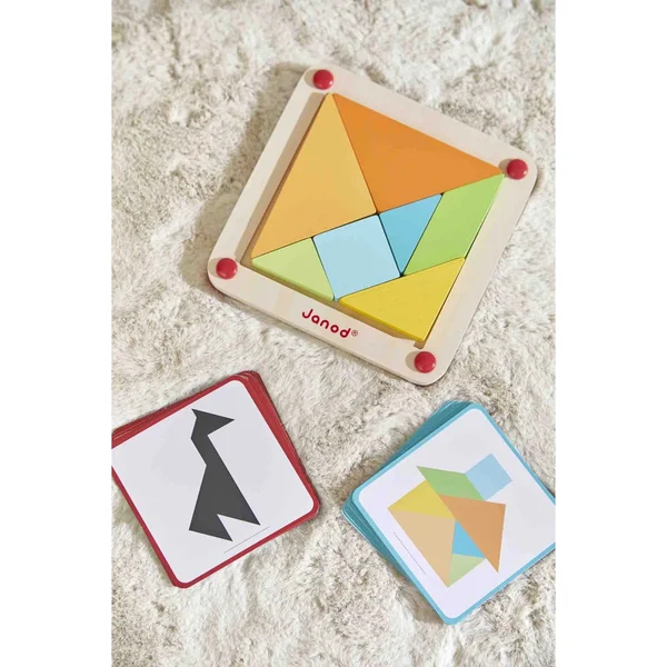 Janod Origami Tangram avec modèles 25 cartes série Montessori