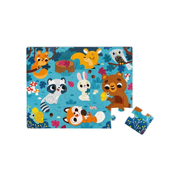 Janod Puzzle tactile sensoriel Animaux de la forêt avec texture 20 pcs