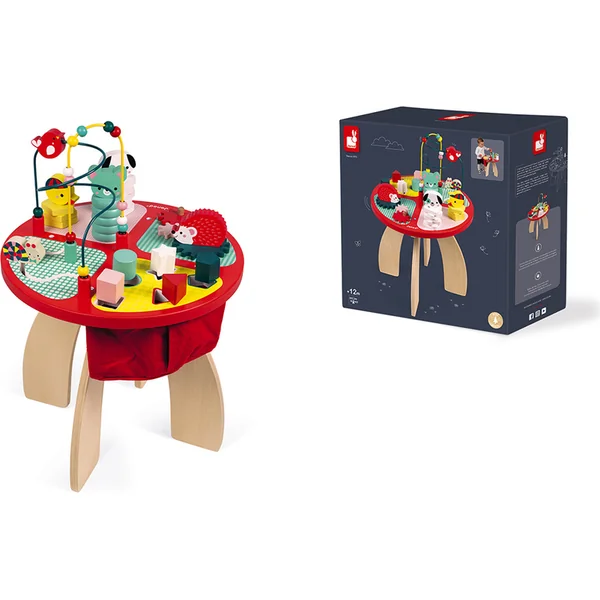 Janod Table de jeu en bois avec activités pour la motricité fine Baby Forest