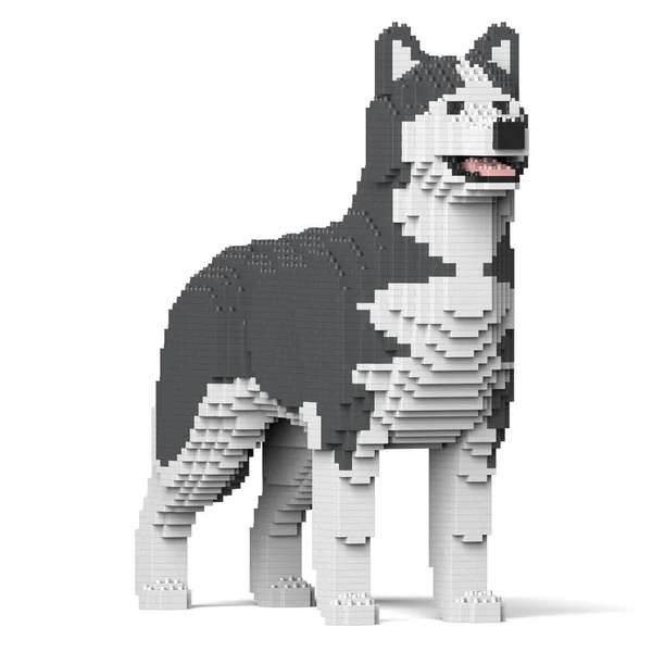 JEKCA BLOCS DE CONSTRUCTION - CHIEN HUSKY (4 EN 1) GRIS STANDARD
