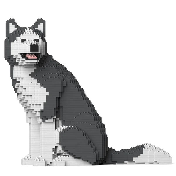 JEKCA BLOCS DE CONSTRUCTION - CHIEN HUSKY (4 EN 1) GRIS STANDARD