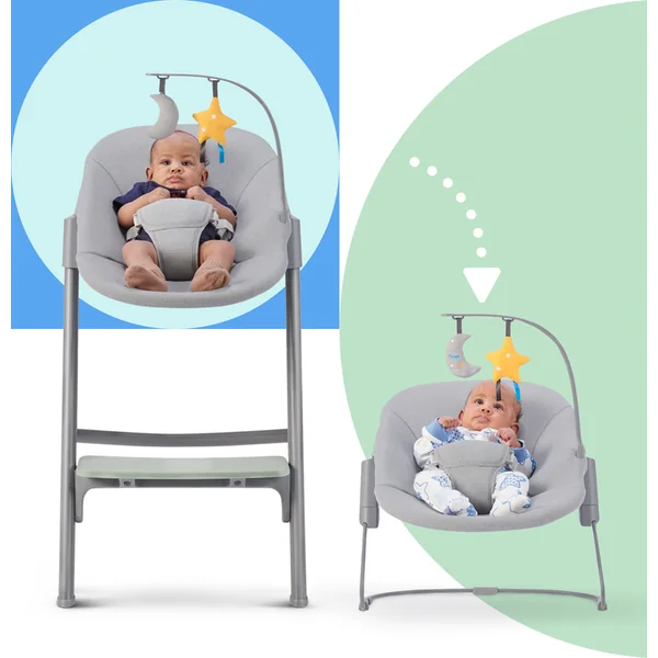 KINDERKRAFT SELECT Ensemble chaise haute Livy Aster Pink + transat Calmee, Premium