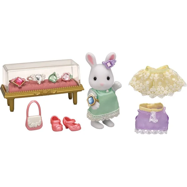 LA VALISETTE DE MODE ET GRANDE SŒUR LAPIN NEIGE - SYLVANIAN PERSONNAGES ET TENUES