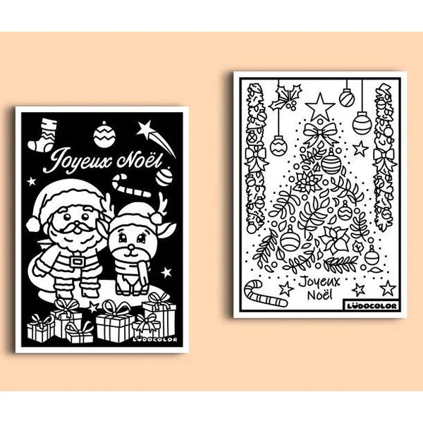 LOT DE 2 COLORIAGES VELOURS MINIS NOEL