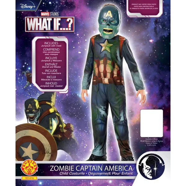 MARVEL - AVENGERS - DEGUISEMENT - CAPTAIN AMERICA ZOMBIE - TAILLE L 7-8 ANS