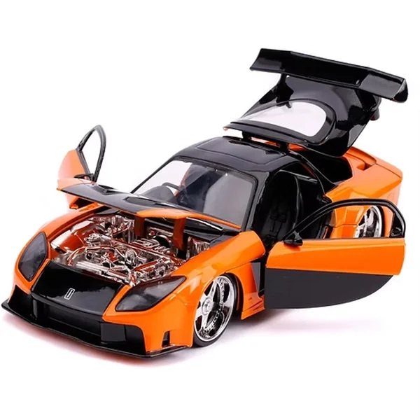 Miniature 1:24 MAZDA RX-7 orange metallic + figurine Hans Lue Fast & Furious 1997 - Jada Toys