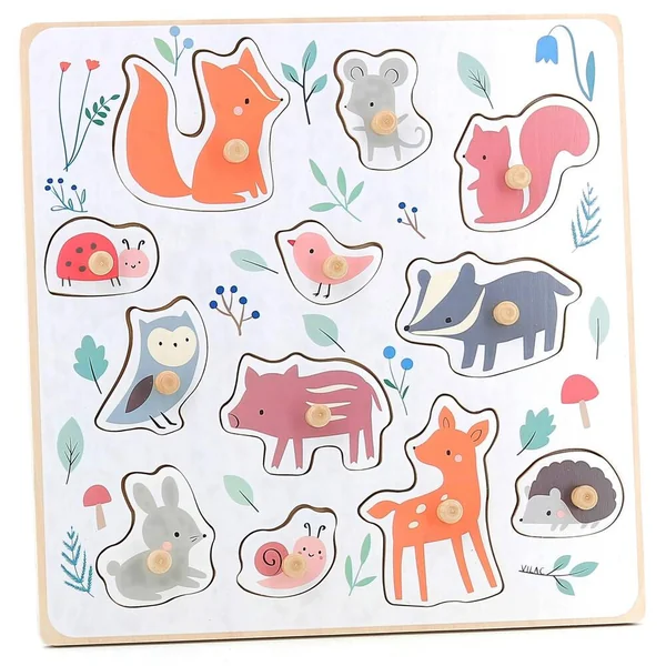 MONTESSORI - ENCASTREMENT BOUTONS BOIS ANIMAUX DE LA FORET SARAH BETZ