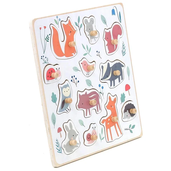 MONTESSORI - ENCASTREMENT BOUTONS BOIS ANIMAUX DE LA FORET SARAH BETZ