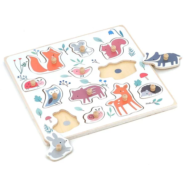 MONTESSORI - ENCASTREMENT BOUTONS BOIS ANIMAUX DE LA FORET SARAH BETZ