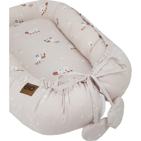 Nid EKO pour bébé réversible en coton Bees Stars Beige 90x60 cm