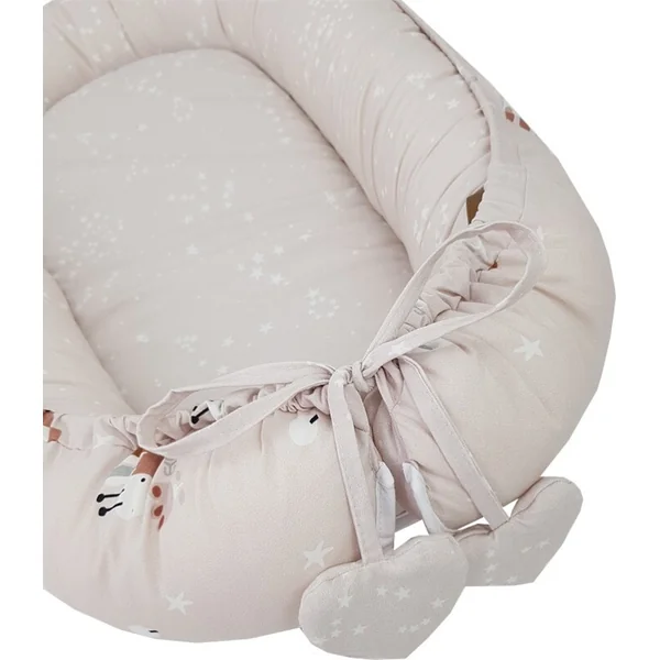 Nid EKO pour bébé réversible en coton Bees Stars Beige 90x60 cm