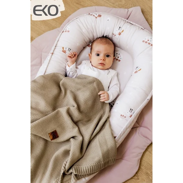 Nid EKO pour bébé réversible en coton Bees Stars Beige 90x60 cm