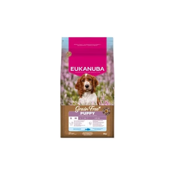 Nourriture EUKANUBA Grain Free Puppy Small & Medium riche en poisson océanique 3 kg