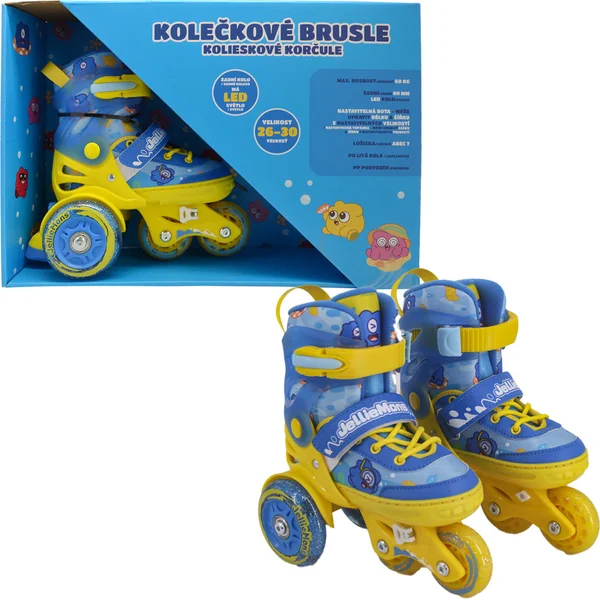 Patins à roulettes lumineux pour enfants - Bleu (taille 26-30)