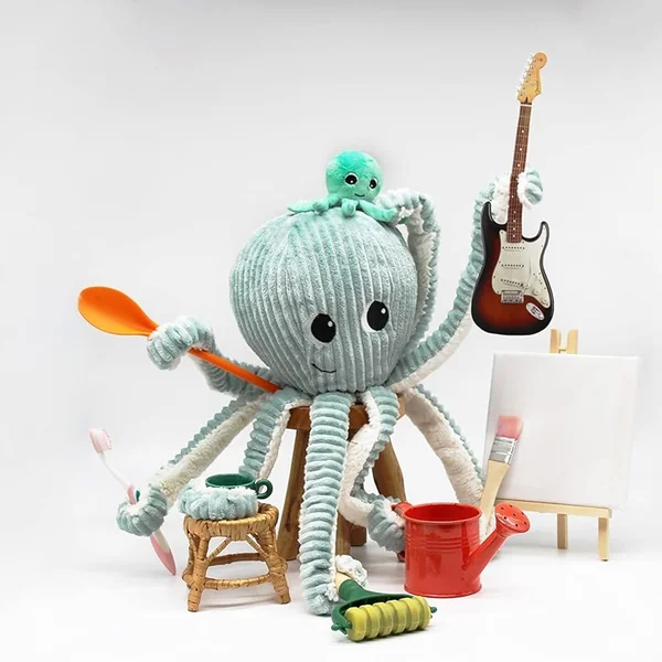 Peluche Les Ptipotos : Pieuvre Filou maman et son bébé menthe