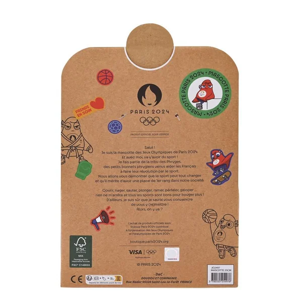 PELUCHE MASCOTTE LES PHRYGES - OLY 25 CM - JEUX OLYMPIQUES PARIS 2024
