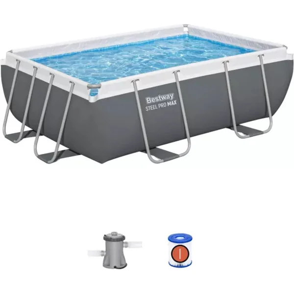 Piscine de jardin Bestway 56429 Power Steel 2.82m x 1.96m x ,84m Rectangulaire avec filtre à cartouc