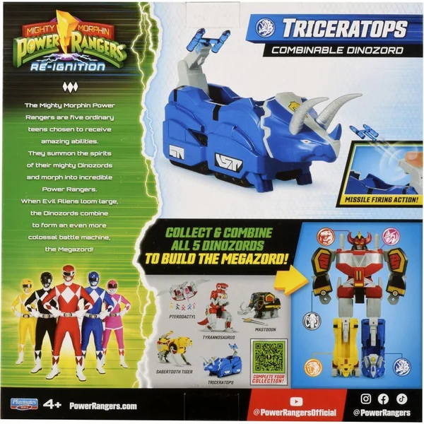 POWER RANGERS - ZORDS ARTICULE TRANSFORMATION SIMPLE - TRICERATOPS DINOZORD