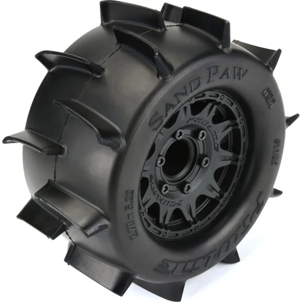 Pro-Line roue 2.8", pneu Sand Paw, jante Raid H12 noir (2)