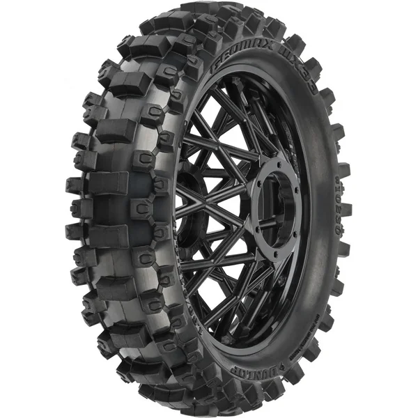 Pro-Line roue avec pneu Dunlop Geomax MX33 V2 Bead CR4 arrière, jante noire: PM-MX