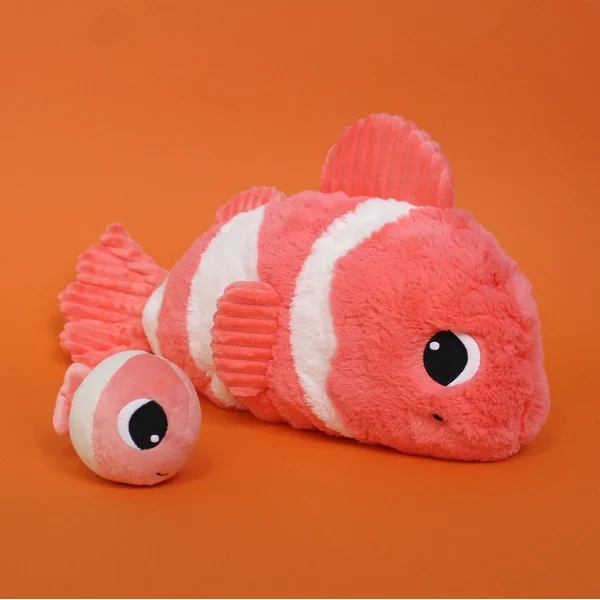 PTIPOTOS Poisson en peluche Bigou orange - maman avec bébé