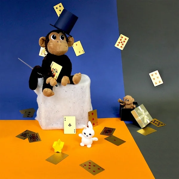 PTIPOTOS Singe en peluche Zazou brun – maman avec bébé