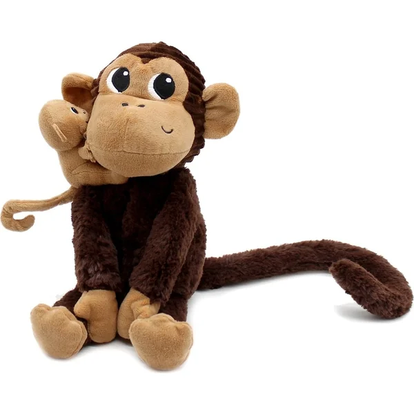 PTIPOTOS Singe en peluche Zazou brun – maman avec bébé