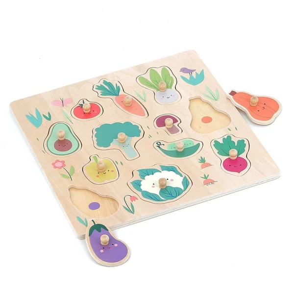 Puzzle encastrement en bois 12 pcs Les légumes du jardin Sarah Betz - Vilac