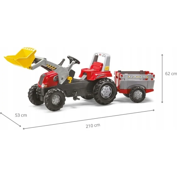 Rollytoys Tracteur à pédales Rolly Junior avec chargeur et remorque