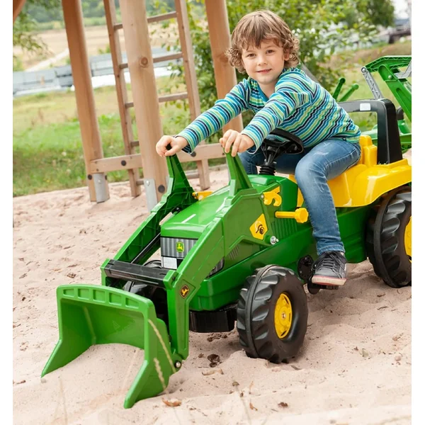Rollytoys Tracteur à pédales Rolly Junior John Deere avec pelle et chargeur