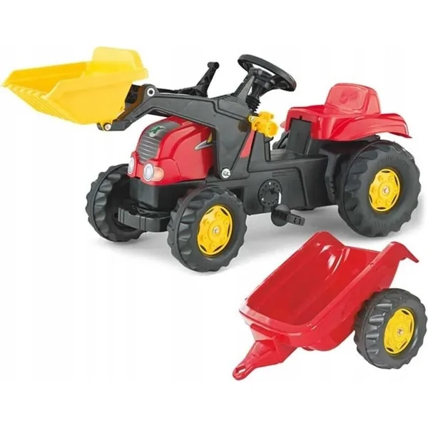 Rollytoys Tracteur à pédales Rolly Kid avec remorque et chargeur-rouge