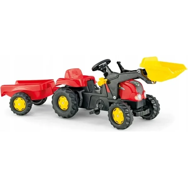 Rollytoys Tracteur à pédales Rolly Kid avec remorque et chargeur-rouge