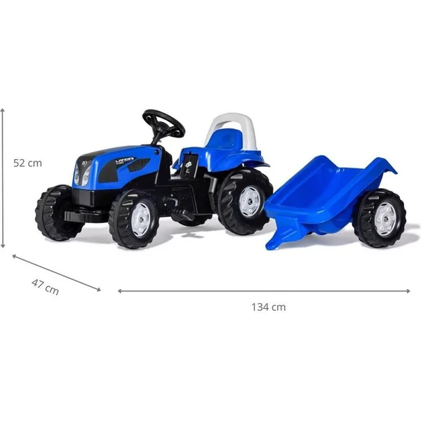 Rollytoys Tracteur à pédales Rolly Kid Landini bleu avec remorque