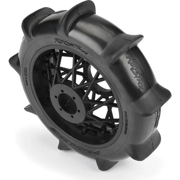 Roue Pro-Line 1:4, pneu Roost MX Sand/Snow Paddle arrière, disque noir (1) : PROMOTO-MX