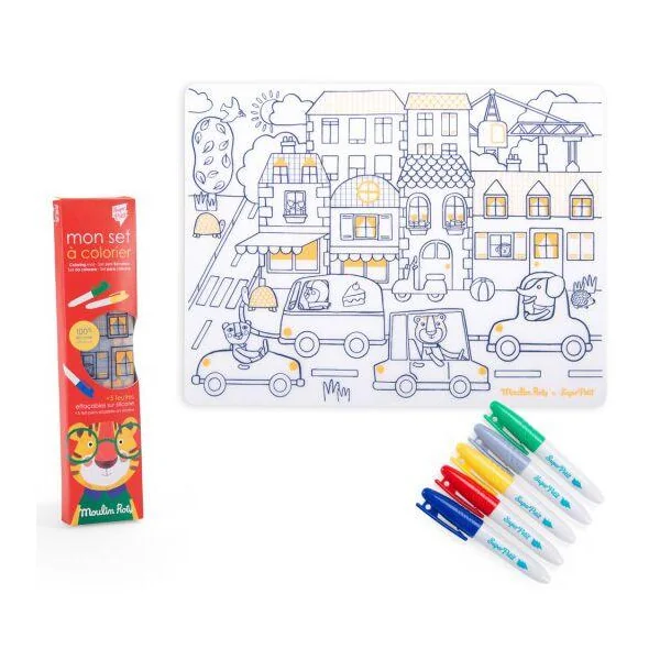 SET EN SILICONE A COLORIER + 5 FEUTRES LES POPIPOP EMB/10